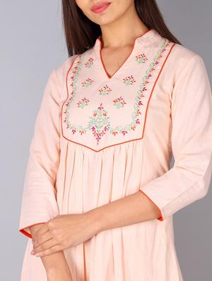 yoke embroidered a-line kurta - 17273350 - Standard Image - 4