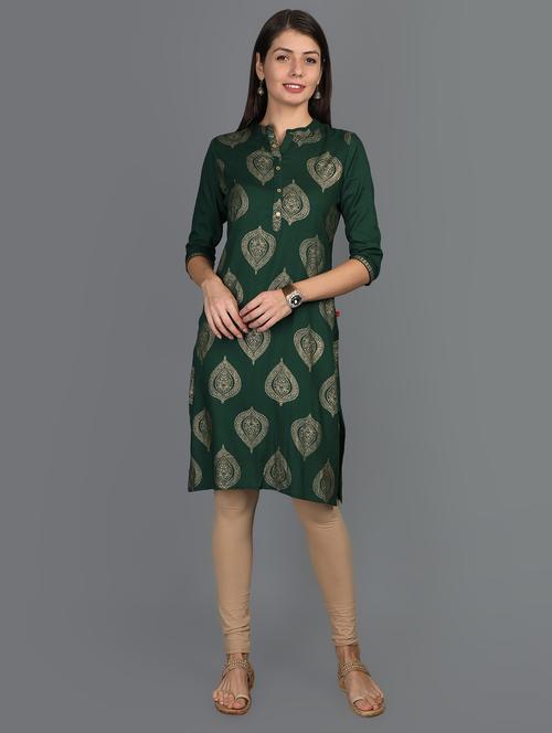 foil print straight kurta - 17273446 - Very Small Image - 1