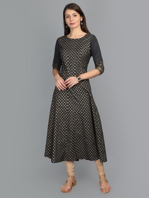 foil print anarkali kurta - 17273452 - Standard Image - 1