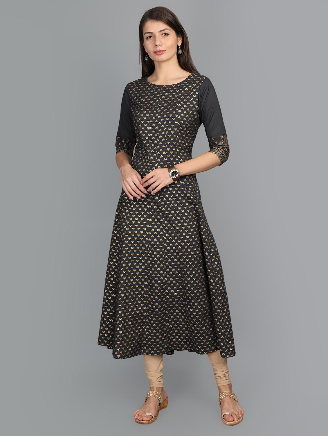 foil print anarkali kurta - 17273452 - Zoom Image - 1