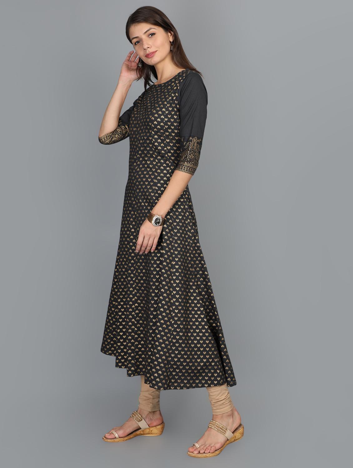 foil print anarkali kurta - 17273452 - Zoom Image - 2
