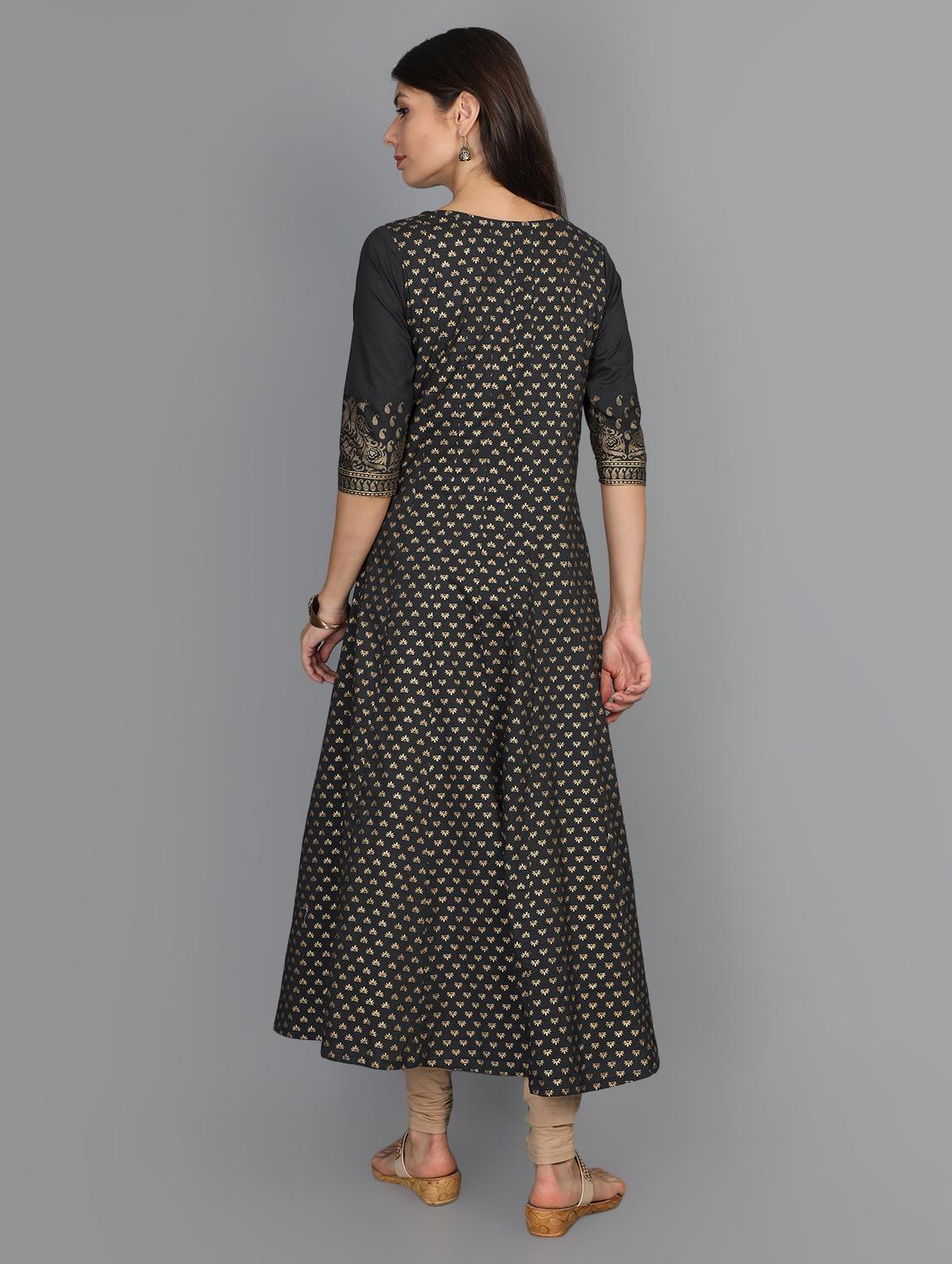 foil print anarkali kurta - 17273452 - Zoom Image - 3