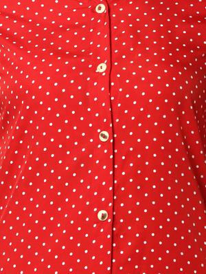 tie knot sleeved polka dot a-line dress - 17273603 - Standard Image - 4