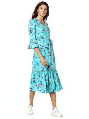 tie front floral flared dress - 17273604 - Standard Image - 2