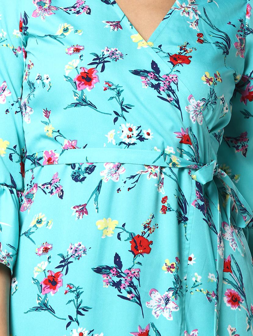tie front floral flared dress - 17273604 - Zoom Image - 4