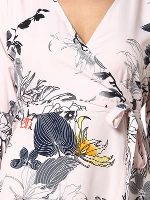 overlap neck floral top - 17273609 - Standard Image - 4