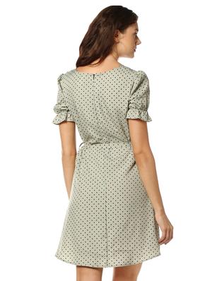 tie front polka dot fit & flare dress - 17273610 - Standard Image - 3