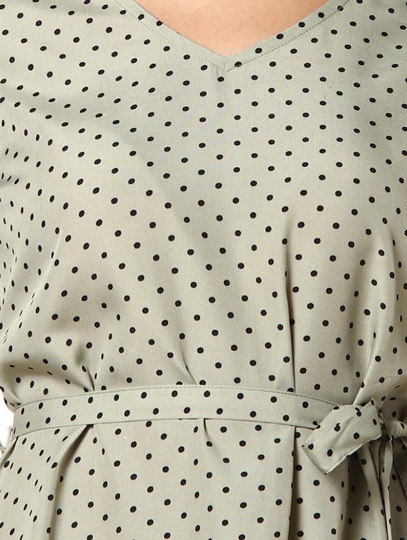 tie front polka dot fit & flare dress - 17273610 - Zoom Image - 5