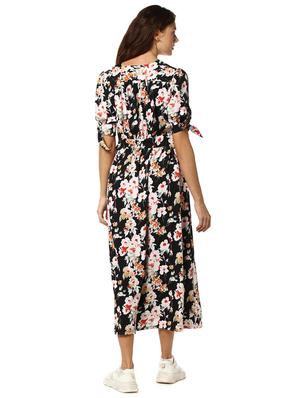 tie knot sleeved fit & flare dress - 17273614 - Standard Image - 3