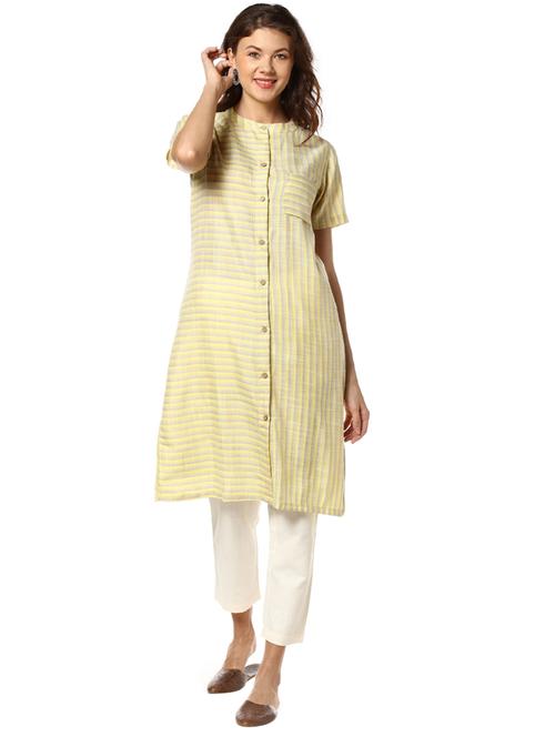 striped a-line kurta - 17273696 - Standard Image - 1