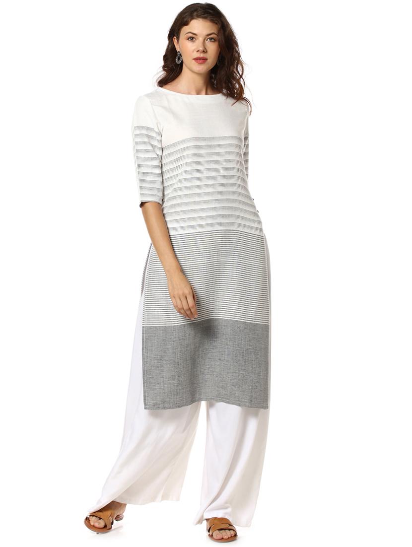 striped straight kurta - 17273697 - Zoom Image - 1