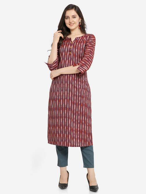 ikat print straight kurta - 17273752 - Standard Image - 1