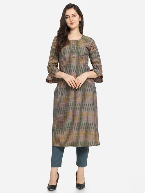 ikat print straight kurta - 17273753 - Standard Image - 1
