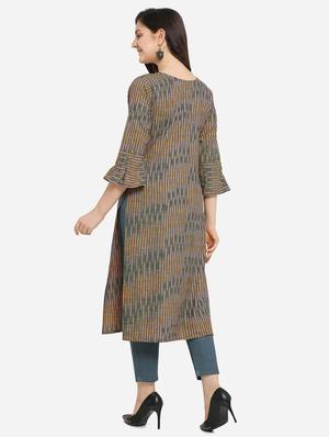 ikat print straight kurta - 17273753 - Standard Image - 3