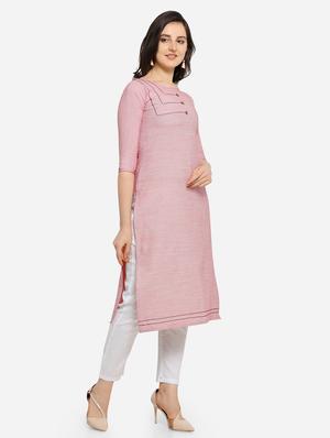 button detailed solid straight kurta - 17273757 - Standard Image - 2