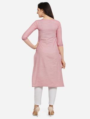 button detailed solid straight kurta - 17273757 - Standard Image - 3