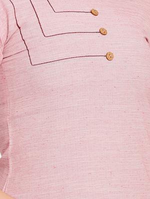 button detailed solid straight kurta - 17273757 - Standard Image - 4