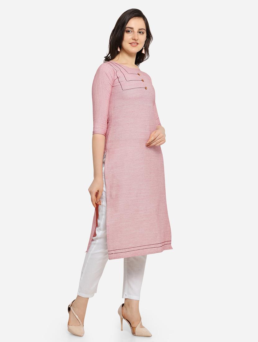 button detailed solid straight kurta - 17273757 - Zoom Image - 2