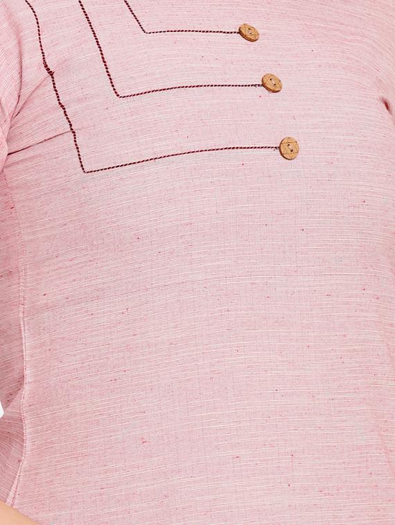 button detailed solid straight kurta - 17273757 - Zoom Image - 4
