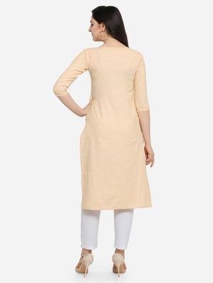 button detailed solid straight kurta - 17273759 - Standard Image - 3