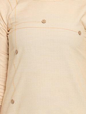 button detailed solid straight kurta - 17273759 - Standard Image - 4