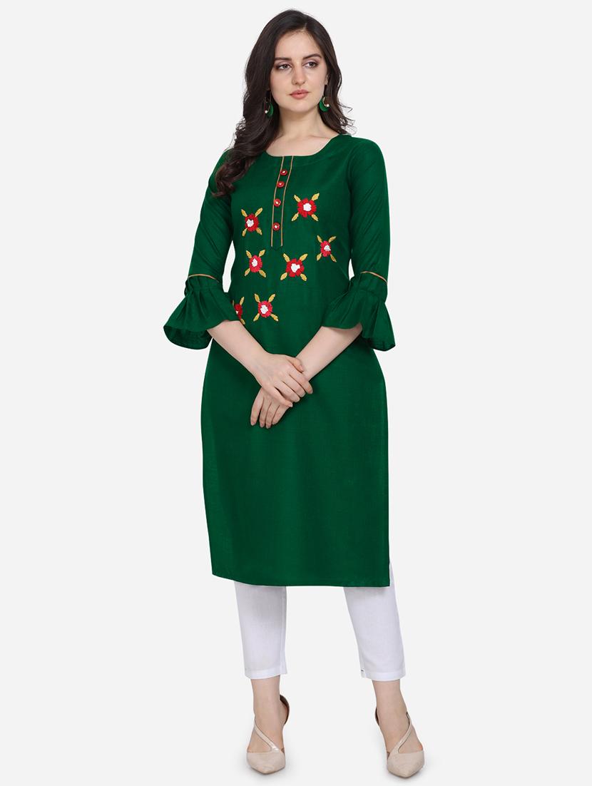 embroidered straight kurta - 17273761 - Zoom Image - 1
