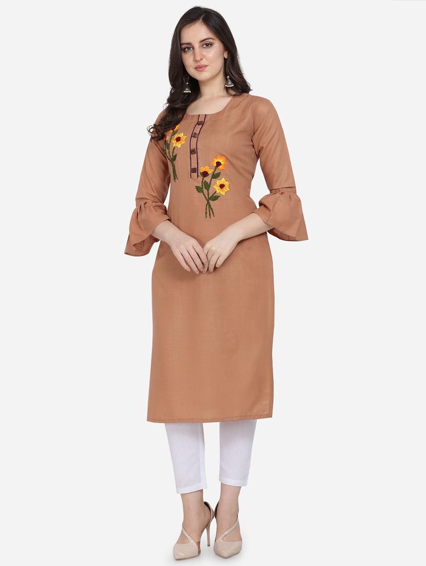 embroidered straight kurta - 17273765 - Zoom Image - 1