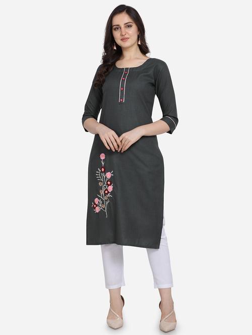 embroidered straight kurta - 17273766 - Standard Image - 1