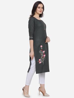 embroidered straight kurta - 17273766 - Standard Image - 2