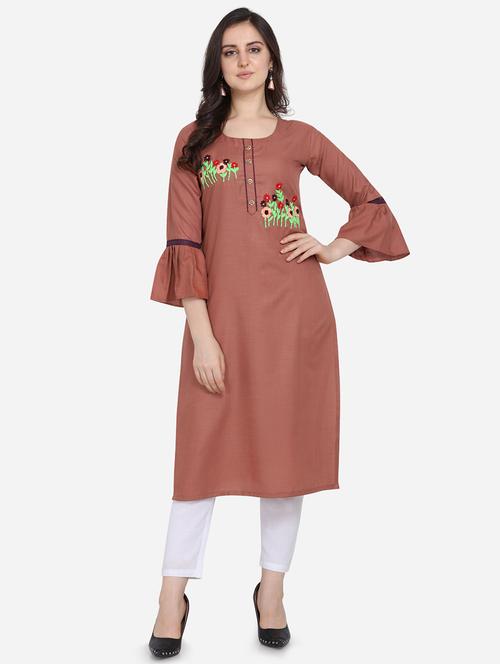 embroidered straight kurta - 17273768 - Standard Image - 1