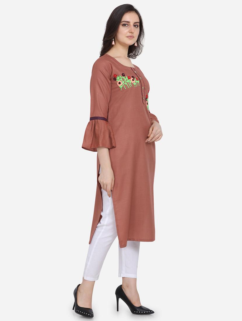 embroidered straight kurta - 17273768 - Zoom Image - 2