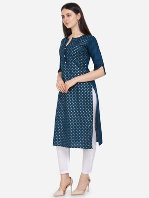 foil print straight kurta - 17273773 - Standard Image - 2