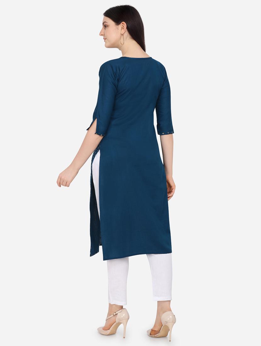 foil print straight kurta - 17273773 - Zoom Image - 3
