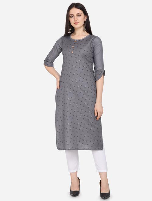 foil print straight kurta - 17273777 - Standard Image - 1