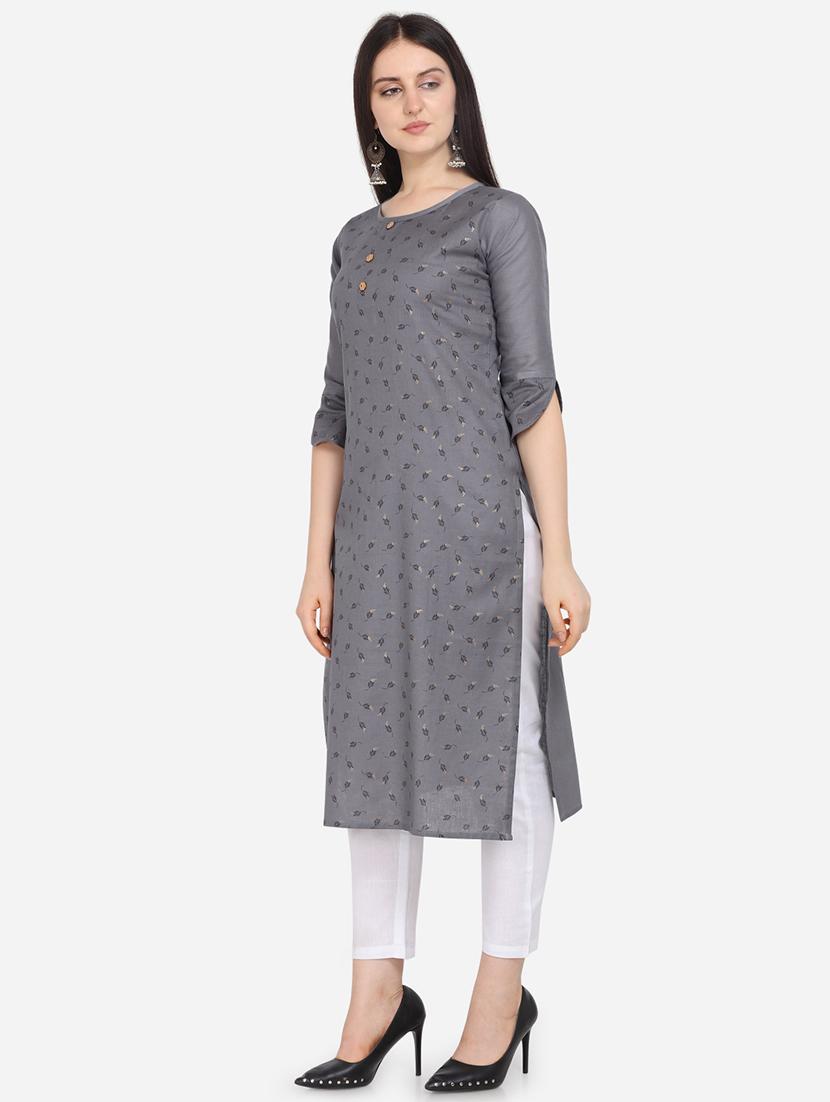 foil print straight kurta - 17273777 - Zoom Image - 2