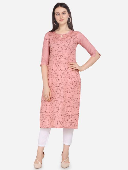 foil print straight kurta - 17273779 - Standard Image - 1