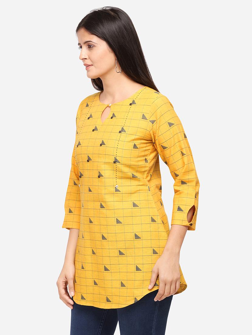 checkered a-line kurti - 17273783 - Zoom Image - 2
