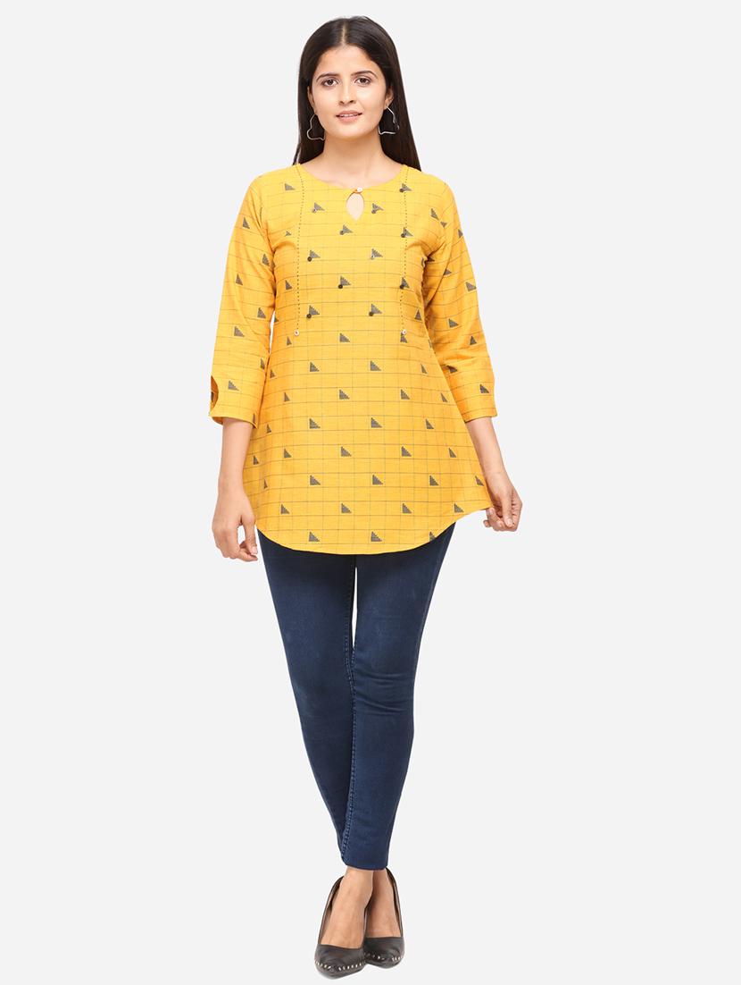 checkered a-line kurti - 17273783 - Zoom Image - 4