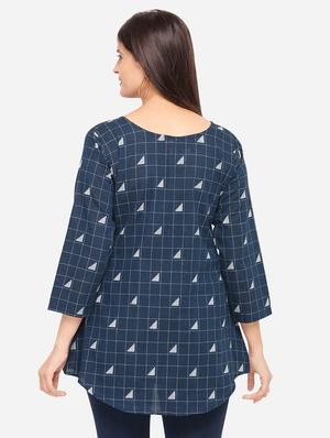 checkered a-line kurti - 17273784 - Standard Image - 3