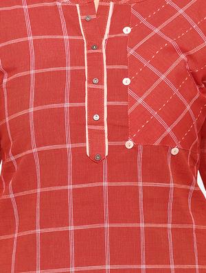 checkered a-line kurti - 17273785 - Standard Image - 5