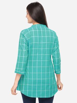 checkered a-line kurti - 17273786 - Standard Image - 3