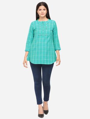 checkered a-line kurti - 17273786 - Standard Image - 4