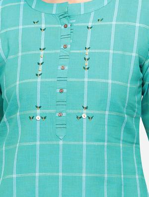 checkered a-line kurti - 17273786 - Standard Image - 5