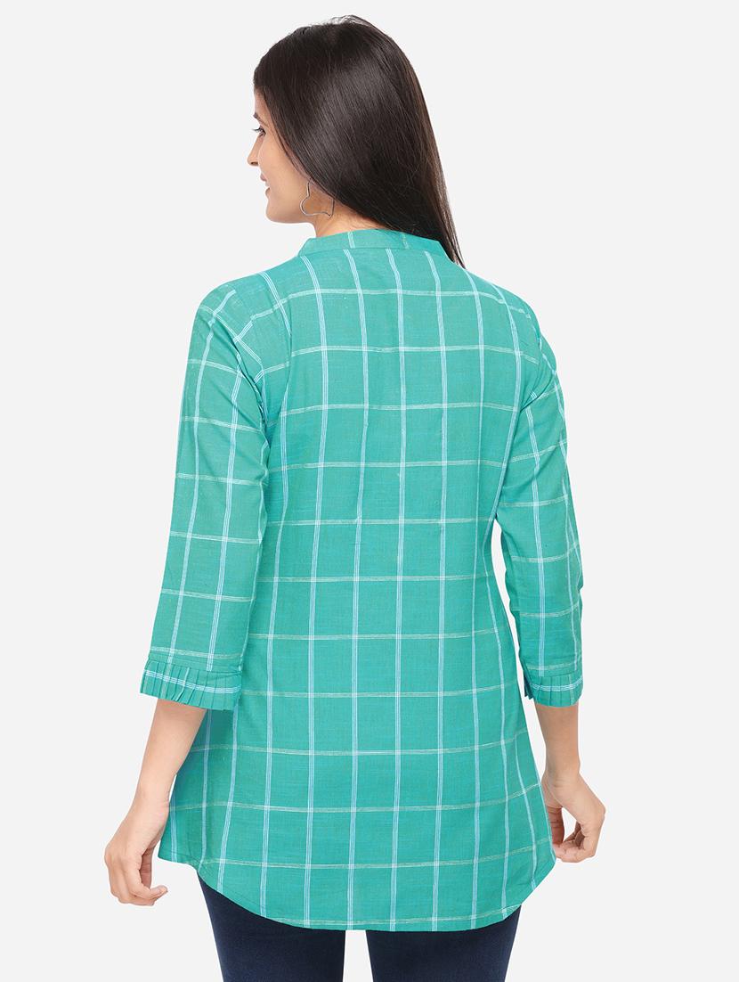 checkered a-line kurti - 17273786 - Zoom Image - 3