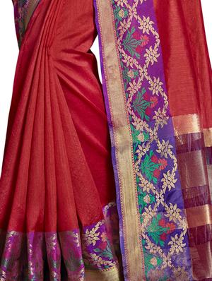self design jacquard work woven saree with blouse - 17274046 - Standard Image - 4