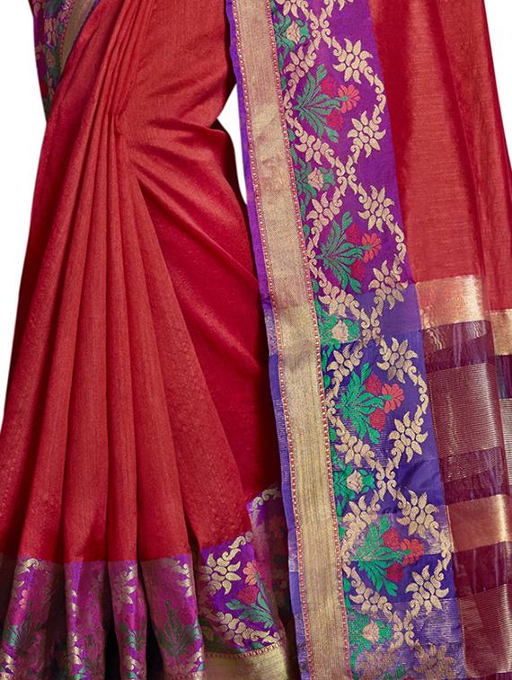 self design jacquard work woven saree with blouse - 17274046 - Zoom Image - 4