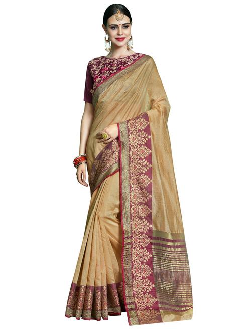 self design jacquard work woven saree with blouse - 17274049 - Standard Image - 1