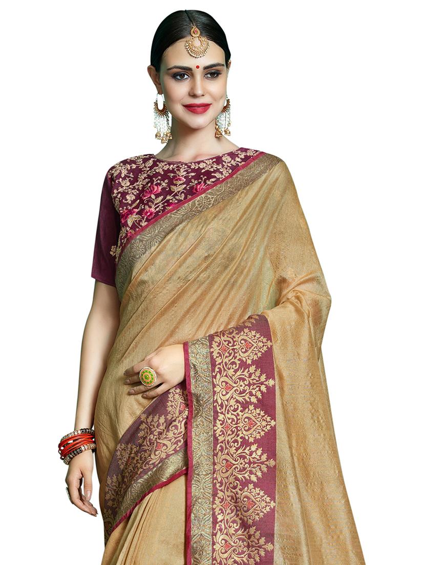 self design jacquard work woven saree with blouse - 17274049 - Zoom Image - 3