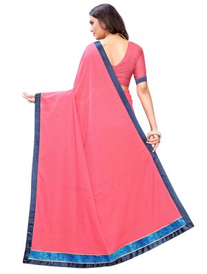 solid embellished bordered saree with blouse - 17274132 - Standard Image - 2