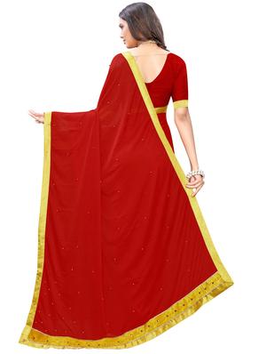 solid embellished bordered saree with blouse - 17274133 - Standard Image - 2